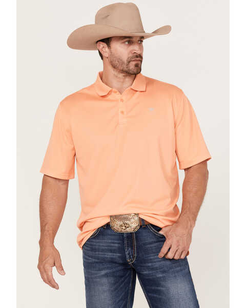 Ariat Men's Solid TEK Short Sleeve Polo Shirt , Orange, hi-res