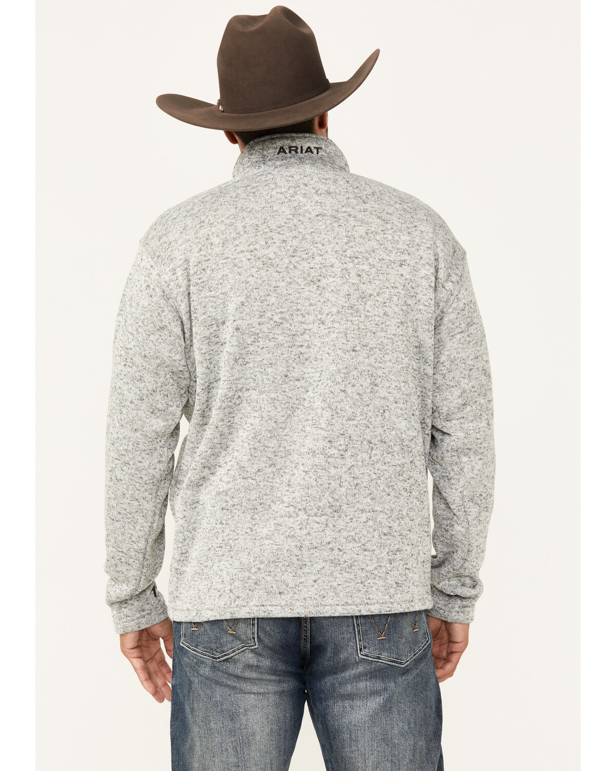 Image #4 - Ariat Men's Caldwell Logo 1/4 Zip Pullover, Light Grey, hi-res