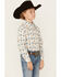 Image #2 - Rock & Roll Denim Boys' Steer Head Southwestern Print Long Sleeve Pearl Snap Stretch Western Shirt, White, hi-res