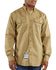 Carhartt Men's FR Solid Long Sleeve Button-Down Work Shirt, Khaki, hi-res