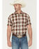 Image #1 - Cody James Men's Frosty Creek Plaid Print Short Sleeve Button-Down Stretch Western Shirt, Brown, hi-res