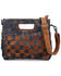 Image #1 - Bed Stu Women's Keiki Leather Woven Checkered Crossbody Bag, Black, hi-res