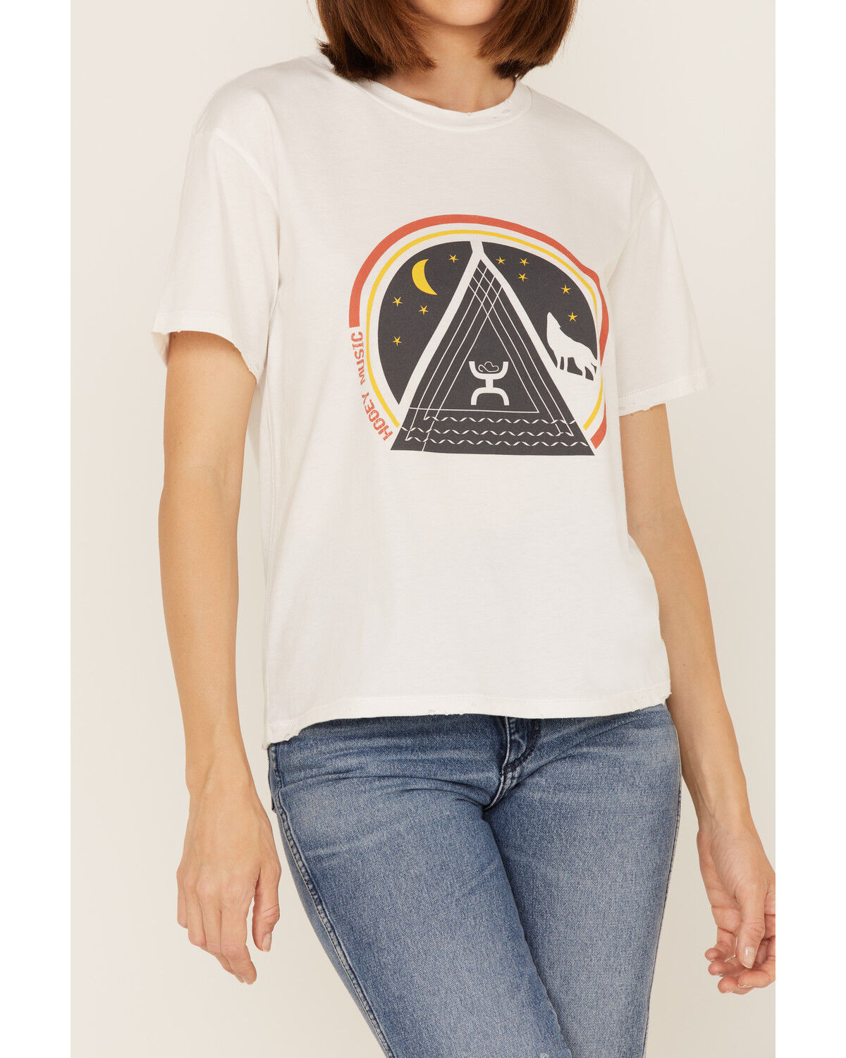 Image #3 - Hooey Women's Boot Barn Exclusive Music Short Sleeve Graphic Tee, Cream, hi-res