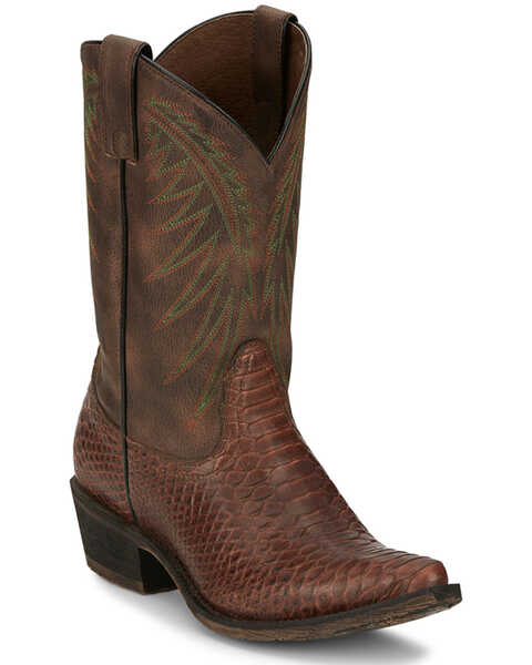 Image #1 - Nocona Women's Carlita Snake Print Western Boots - Snip Toe, Cognac, hi-res