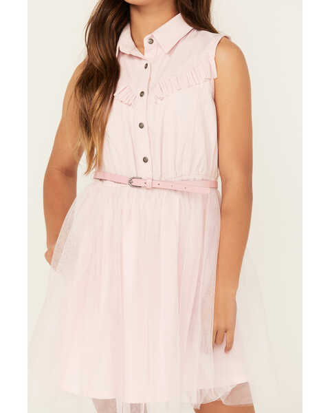 Image #3 - Sugar California Girls' Fringe Tooled Dress , Pink, hi-res