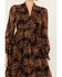 Image #3 - Wild Moss Women's Floral Pais Print Long Sleeve Midi Dress, Dark Brown, hi-res