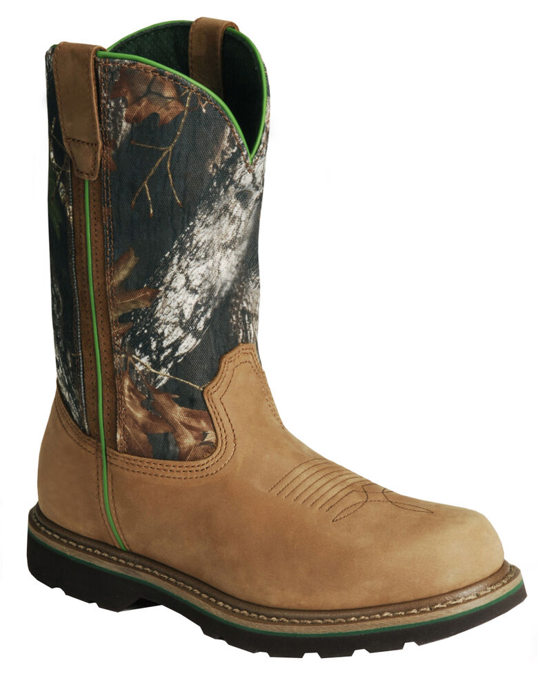 John Deere Mossy Oak Camo Wellington Work Boots - Soft Toe | Sheplers