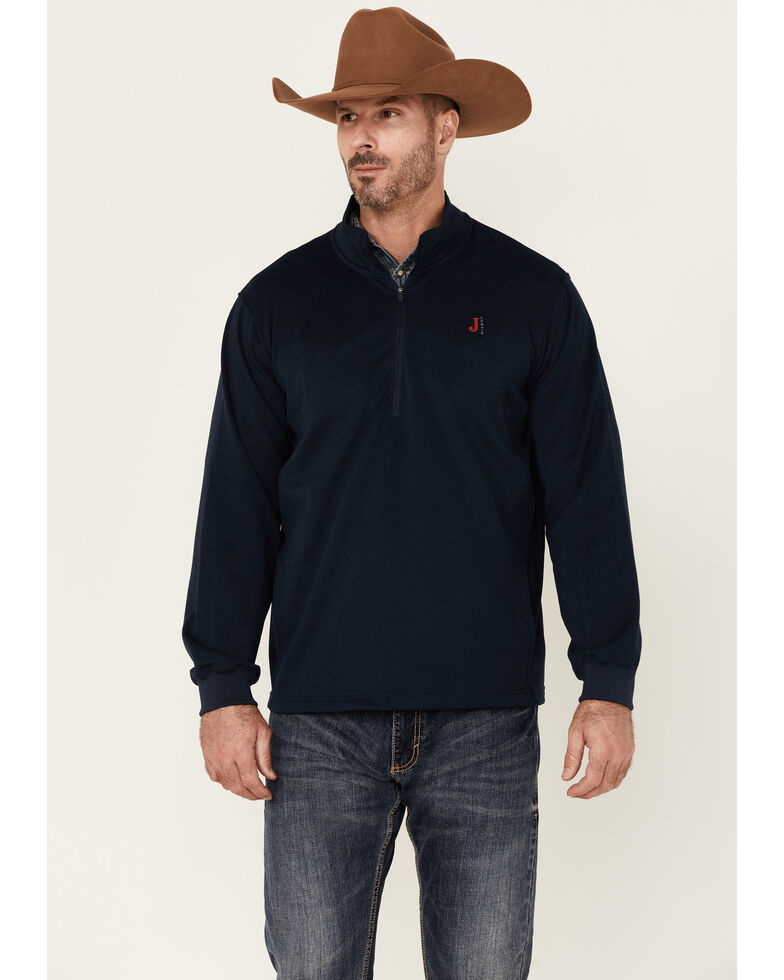 Wohali Men's Nashville Quarter Zip Fleece Hooded Sweatshirt, Navy, hi-res