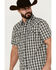 Image #2 - Moonshine Spirit Men's Classic Plaid Print Short Sleeve Snap Western Shirt, Black, hi-res