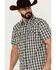 Image #2 - Moonshine Spirit Men's Classic Plaid Print Short Sleeve Snap Western Shirt , Black, hi-res
