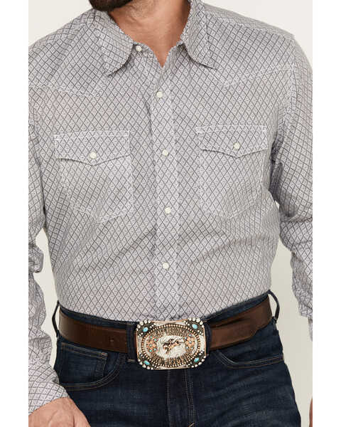 Image #3 - Wrangler 20X Men's Diamond Print Long Sleeve Western Snap Shirt, Grey, hi-res