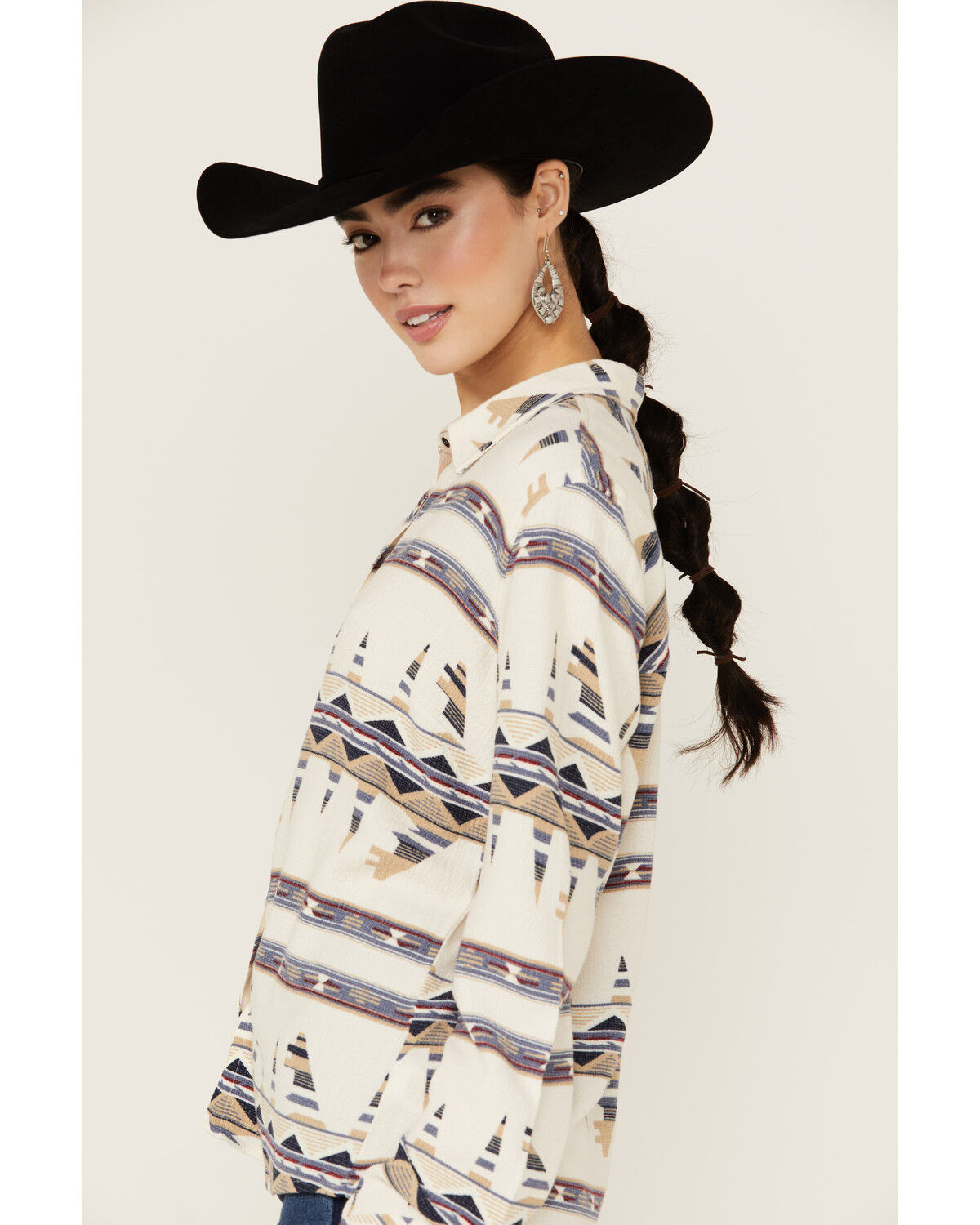 Image #2 - Idyllwind Women's Featherlight Printed Long Sleeve Pearl Snap Western Shirt, Ivory, hi-res