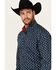 Image #2 - Cinch Men's Mini American Flag Print Long Sleeve Button-Down Western Shirt, Navy, hi-res