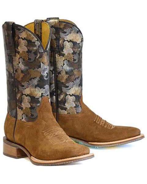 Tin Haul Women's Petals Western Boots - Broad Square Toe, Brown, hi-res