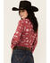 Image #4 - Wrangler Women's Southwestern Print Long Sleeve Pearl Snap Western Shirt , Red, hi-res