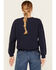 Image #4 - Wrangler Women's Oversized Born Free Modern Crewneck Sweatshirt, Navy, hi-res