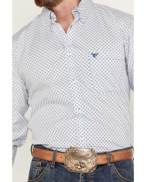 Image #3 - Cowboy Hardware Men's Puzzle Star Geo Print Long Sleeve Button Down Western Shirt, White, hi-res