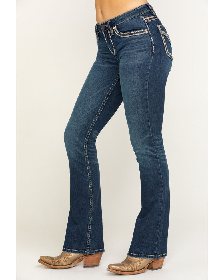 Shyanne Women's Scroll Dark Wash Bootcut Jeans , Blue, hi-res