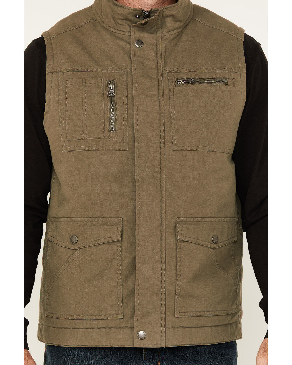 Image #3 - Lucky Brand Workwear Men's Slub Canvas Insulated Vest, Green, hi-res
