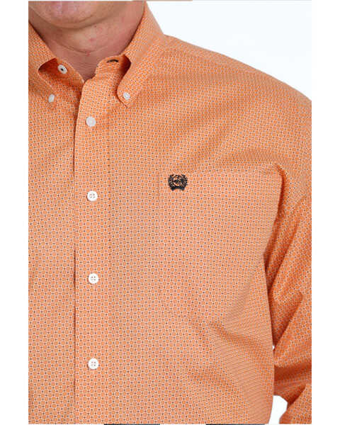 Image #2 - Cinch Men's Geo Print Long Sleeve Button-Down Stretch Western Shirt, Orange, hi-res