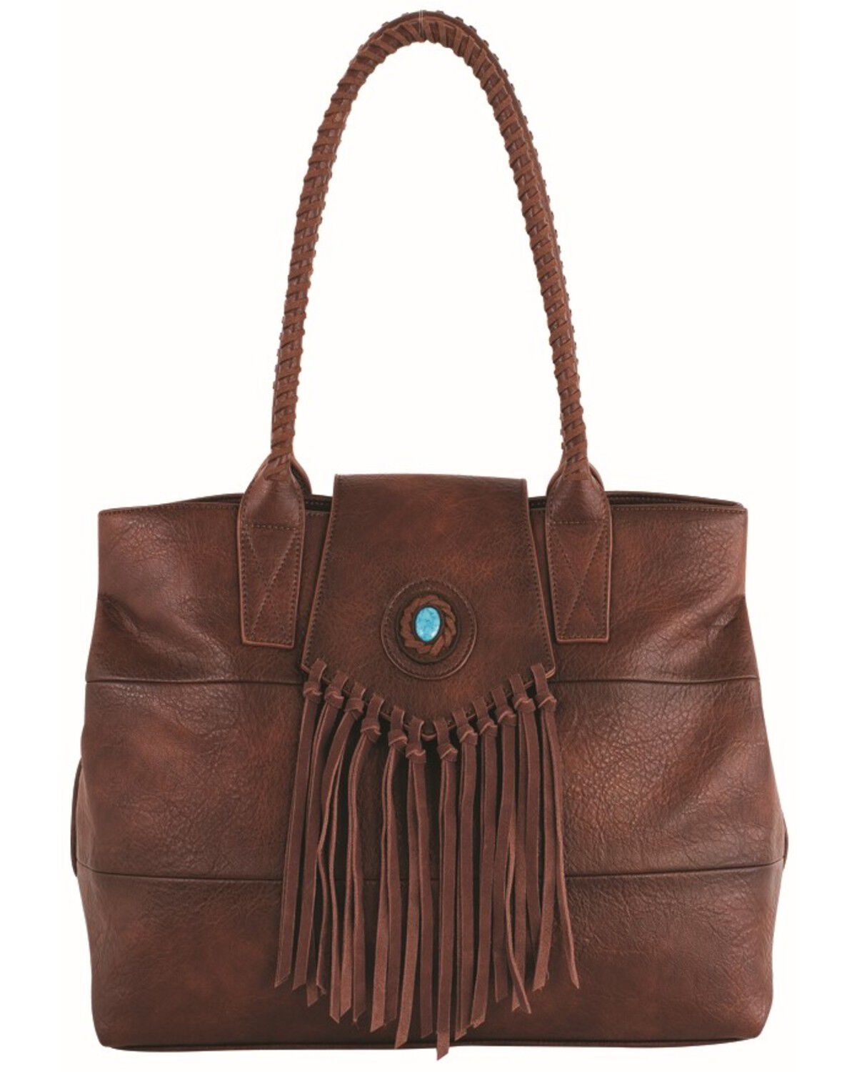 Justin Women's Whipstitch Fringe Leather Purse, Brown, hi-res