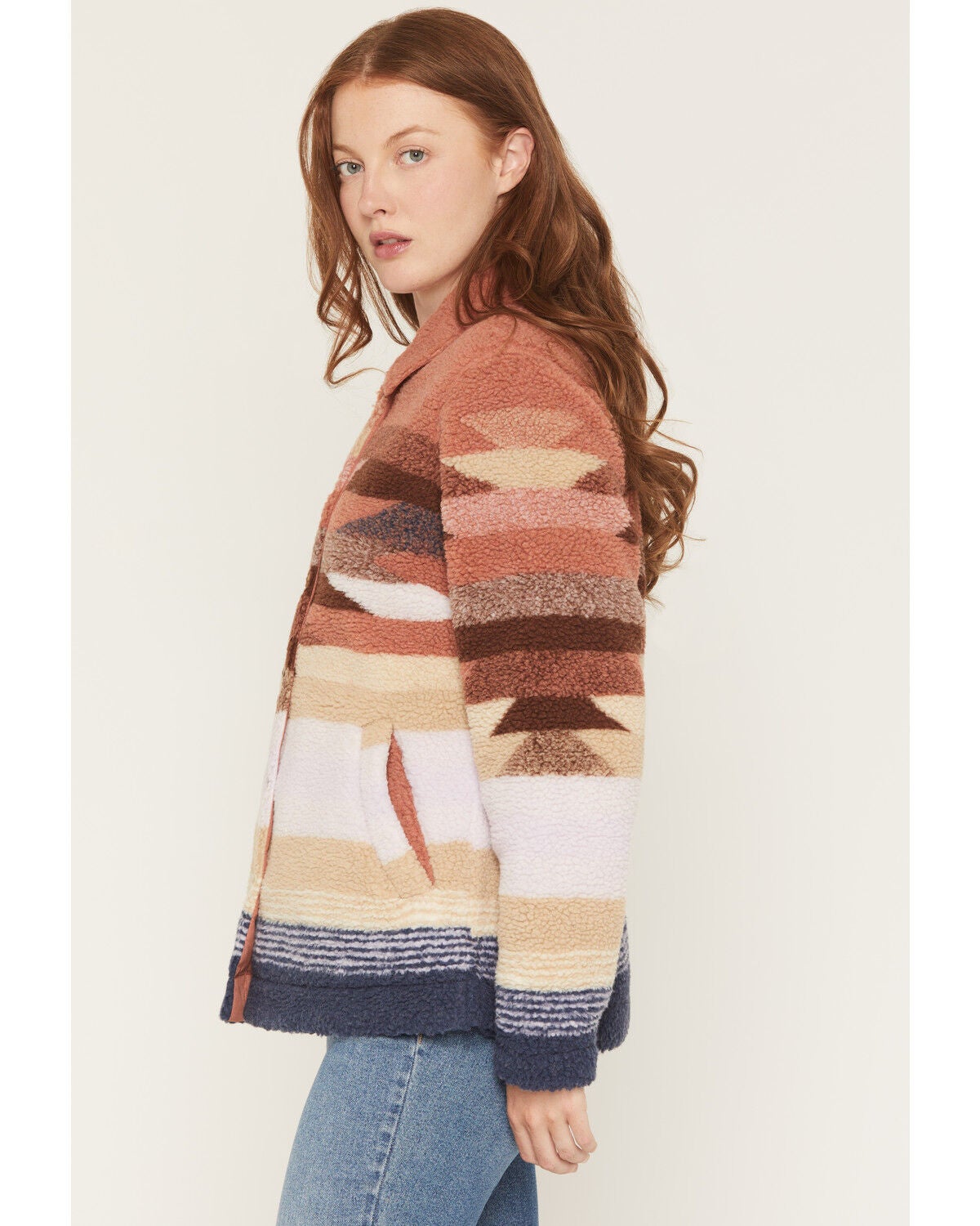 Image #2 - Idyllwind Women's Stallion Southwestern Print Sherpa Button-Down Shacket, Sienna, hi-res