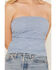 Image #5 - Cleo + Wolf Women's Lace Strapless Shirt, Blue, hi-res