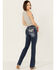 Image #1 - Grace in LA Women's Medium Wash Mid Rise Geo Pocket Stretch Bootcut Jeans , Medium Wash, hi-res