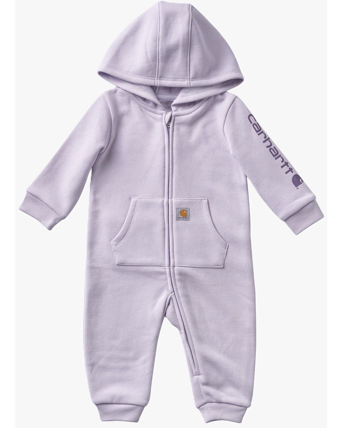 Image #1 - Carhartt Infant Girls' Zip-Front Hooded Long Sleeve Coveralls, Light Purple, hi-res