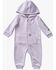 Image #1 - Carhartt Infant Girls' Zip-Front Hooded Long Sleeve Coveralls, Light Purple, hi-res