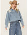 Image #1 - Cleo + Wolf Women's Medium Wash Cropped Denim Shirt, Medium Wash, hi-res