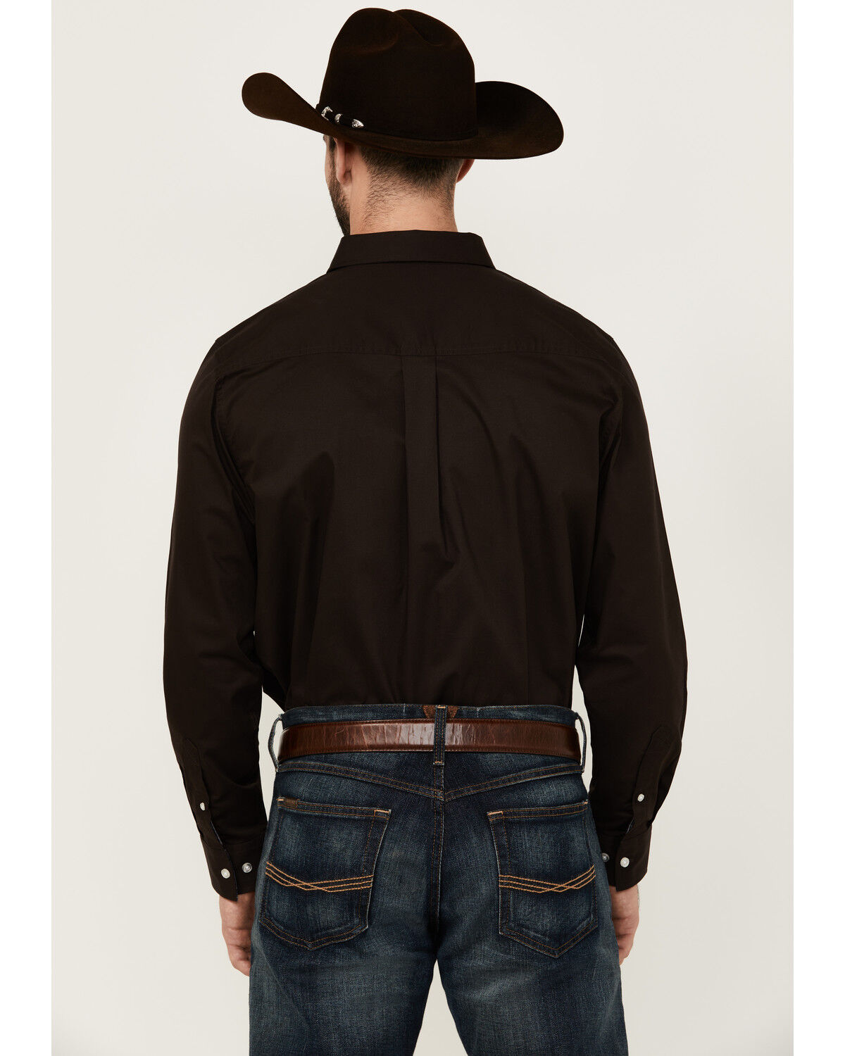 Image #4 - Cody James Men's Basic Solid Long Sleeve Button-Down Stretch Western Shirt, Brown, hi-res