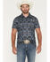 Image #1 - Rock & Roll Denim Men's Southwestern Print Short Sleeve Button-Down Stretch Polo Shirt, Blue, hi-res