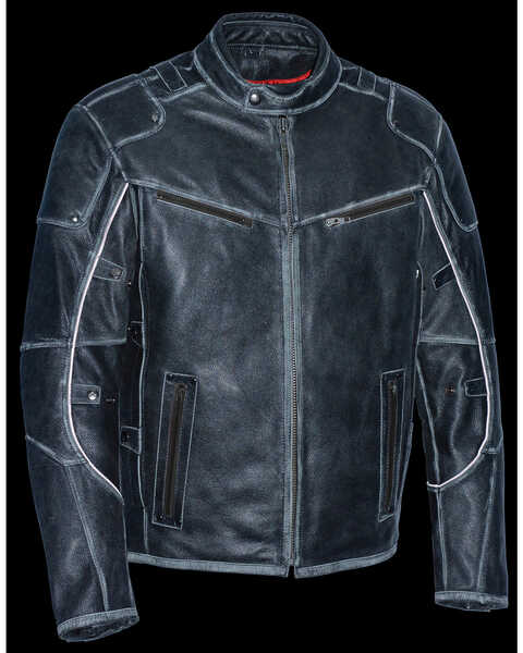Image #4 - Milwaukee Leather Men's Vintage Distressed Triple Vented Jacket, Grey, hi-res