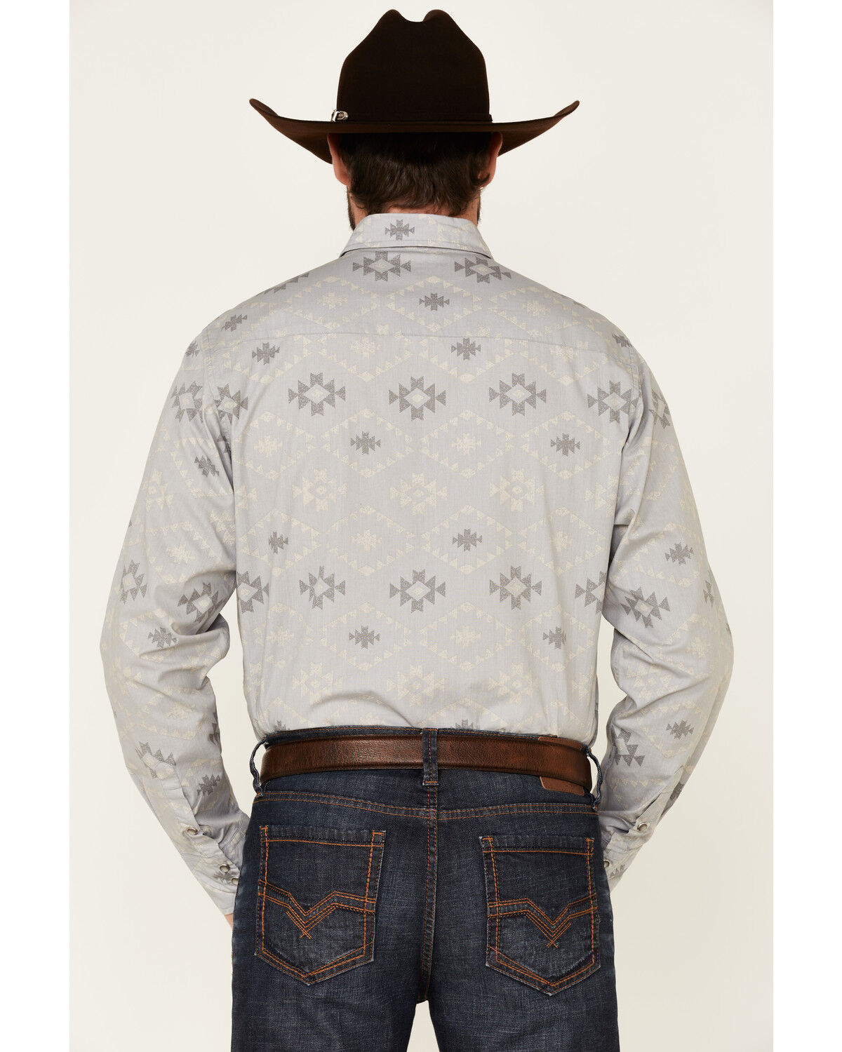 Image #4 - Tin Haul Men's Gray Southwestern Textured Print Long Sleeve Snap Western Shirt, Grey, hi-res