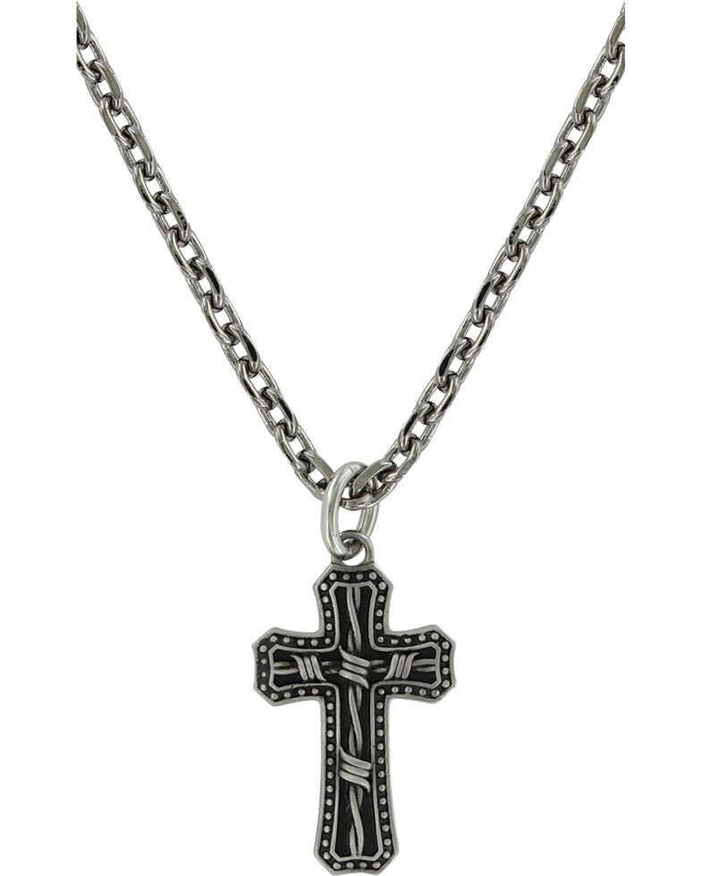 Montana Silversmiths Men's Barbed Wire Cross Necklace Sheplers