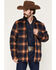 Image #1 - Wrangler Men's Plaid Print Quilt Lined Snap Shirt Jacket, Navy, hi-res