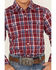 Wrangler Boys' Plaid Print Long Sleeve Western Pearl Snap Shirt, Red, hi-res