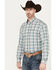 Cinch Men's Plaid Print Long Sleeve Button Down Western Shirt, White, hi-res