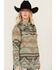 Image #2 - Wrangler Retro Women's Southwestern Long Sleeve Pearl Snap Western Shirt, Green, hi-res