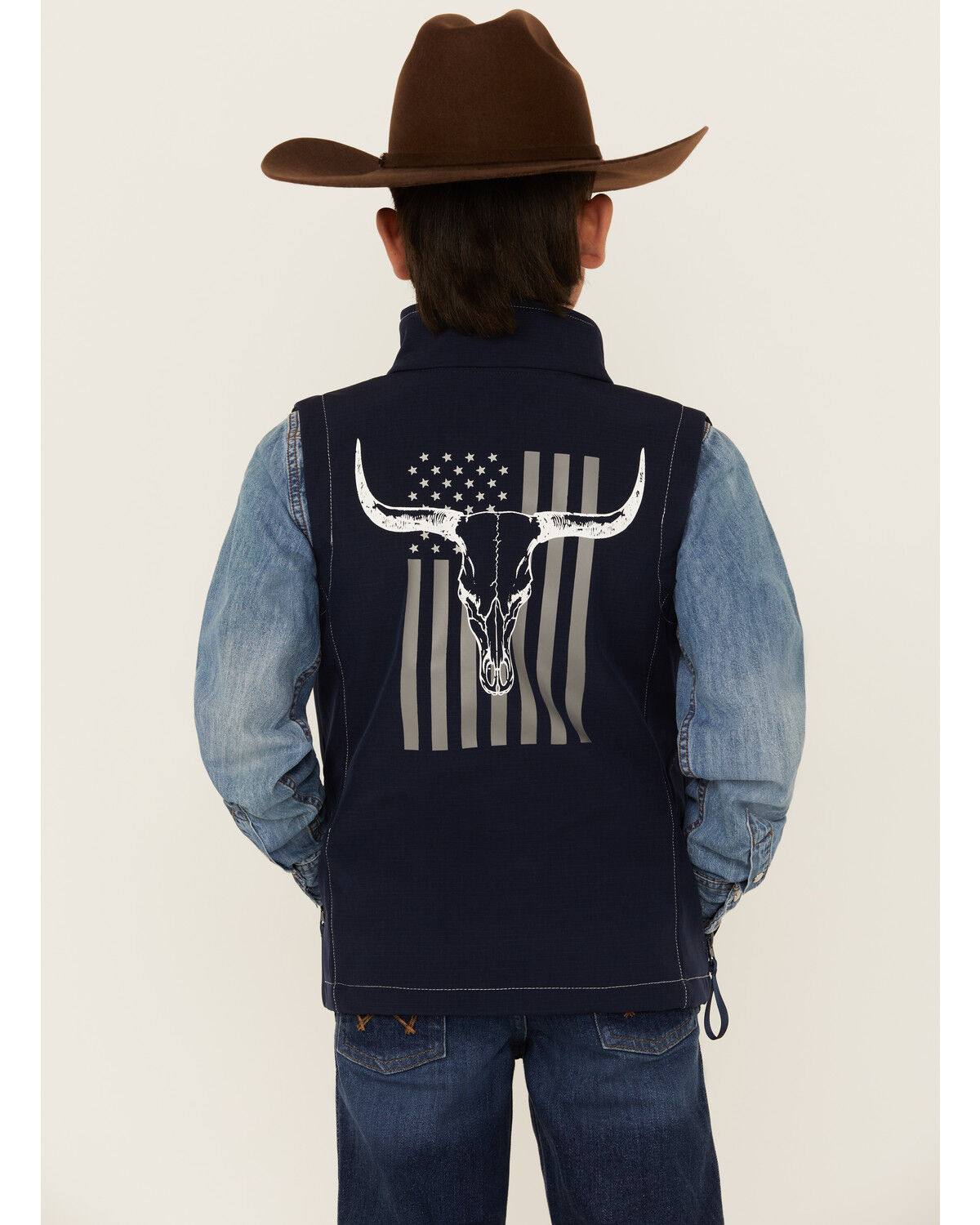 Image #4 - Cowboy Hardware Boys' Skull Flag Vest, Navy, hi-res