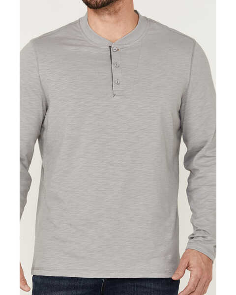 Image #3 - Brothers and Sons Men's Solid Heather Slub Long Sleeve Henley Shirt , Light Grey, hi-res
