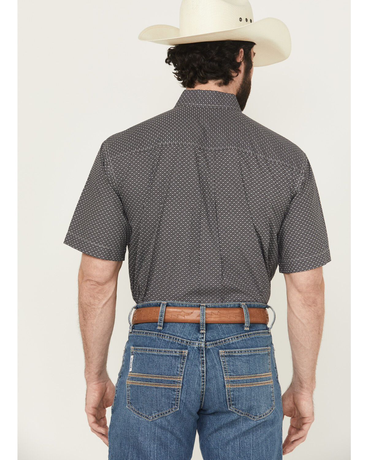 Image #4 - Cinch Men's Floral Geo Print Short Sleeve Button-Down Western Shirt, Grey, hi-res