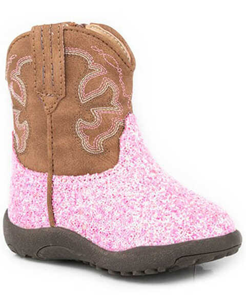 Image #1 - Roper Infant Girls' Glitter Sparkle Western Boots - Round Toe, Pink, hi-res