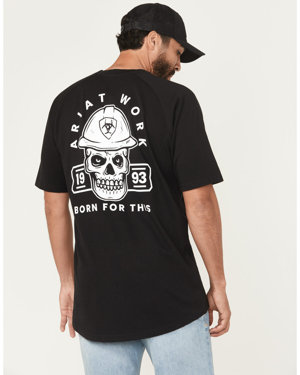 Image #1 - Ariat Men's Rebar Cotton Strong Headhard Short Sleeve Work T-Shirt, Black, hi-res