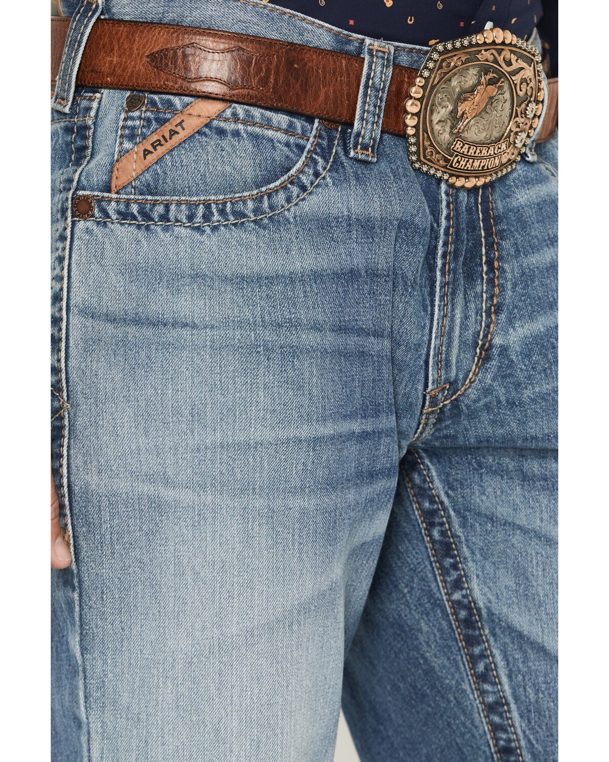 Image #2 - Ariat Men's M4 Rogers Medium Wash Relaxed Bootcut Denim Jeans, Medium Wash, hi-res