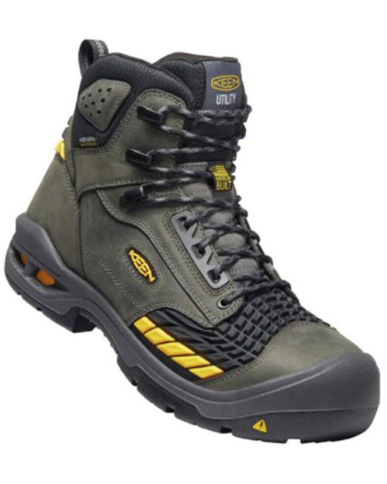 Keen Men's Troy Grey Waterproof Work Boots - Composite Toe, Grey, hi-res