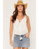 Image #1 - Lovestitch Women's Eyelet Peplum Tank Top, White, hi-res