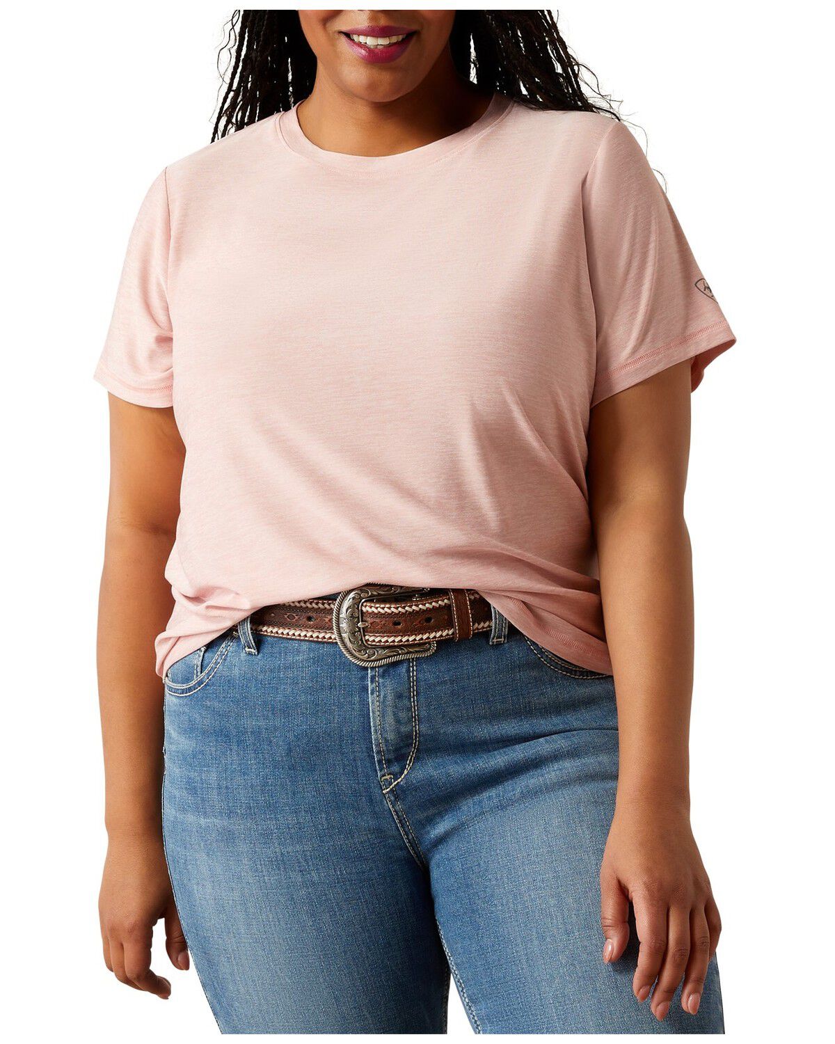 Image #1 - Ariat Women's Camo Logo Short Sleeve Graphic Tee - Plus, Pink, hi-res