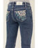 Image #2 - Miss Me Girls' Dark Wash Dreamcatcher Bootcut Stretch Denim Jeans, Blue, hi-res